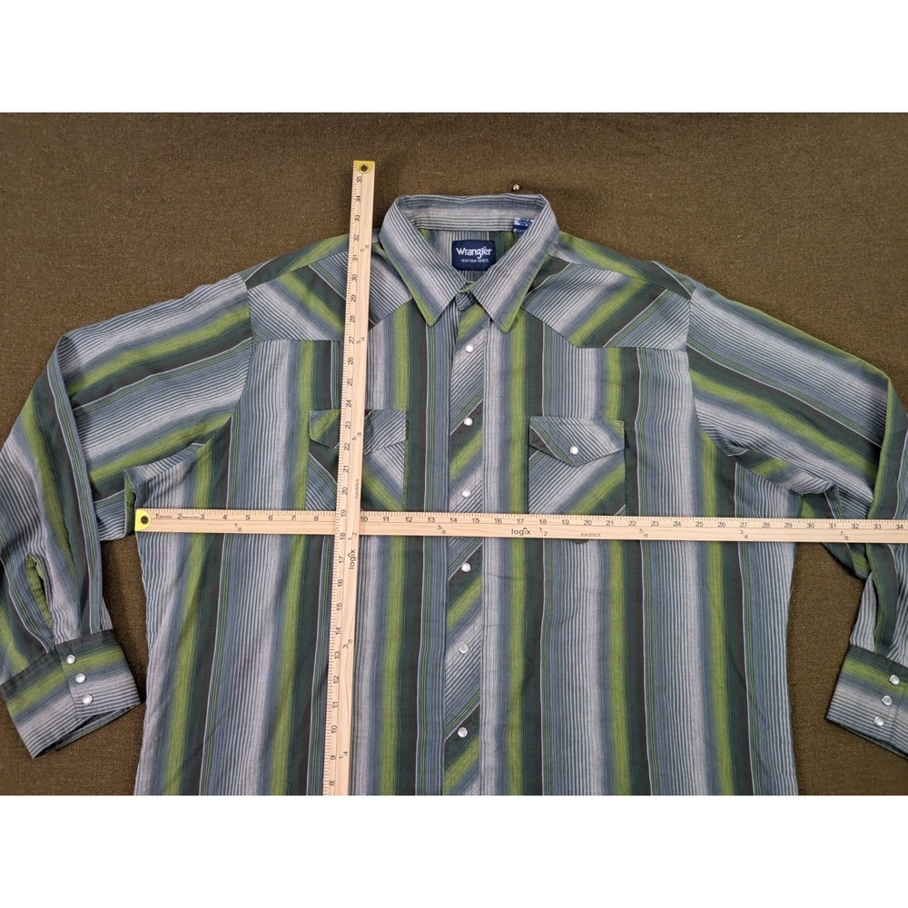 Wrangler Pearl Snap Western Shirt 2XLT Green Plaid Long Sleeve Button Up VTG - Picture 5 of 13